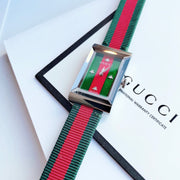  Shop Authentic Gucci G-Frame Mother of Pearl Dial Two Tone Nylon Strap Watch For Women - YA147404 - Luxxuri