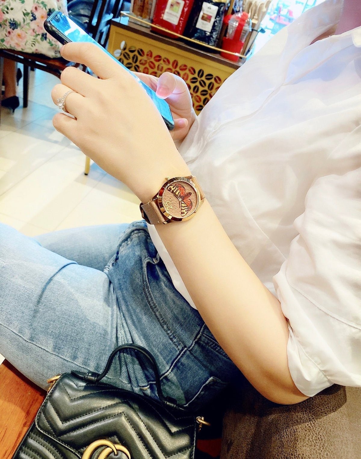  Shop Authentic Gucci G Timeless Butterfly Brown Dial Brown Leather Strap Watch For Women - YA1264063 - Luxxuri