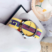  Shop Authentic Gucci G Timeless Quartz Yellow & Purple Dial Yellow & Purple NATO Strap Watch For Men - YA1264069 - Luxxuri