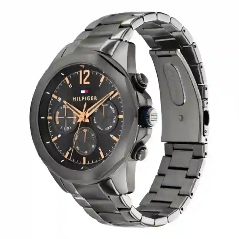  Shop Authentic Tommy Hilfiger Lars Chronograph Black Dial Black Steel Strap Watch For Men - 1792061 - Luxxuri