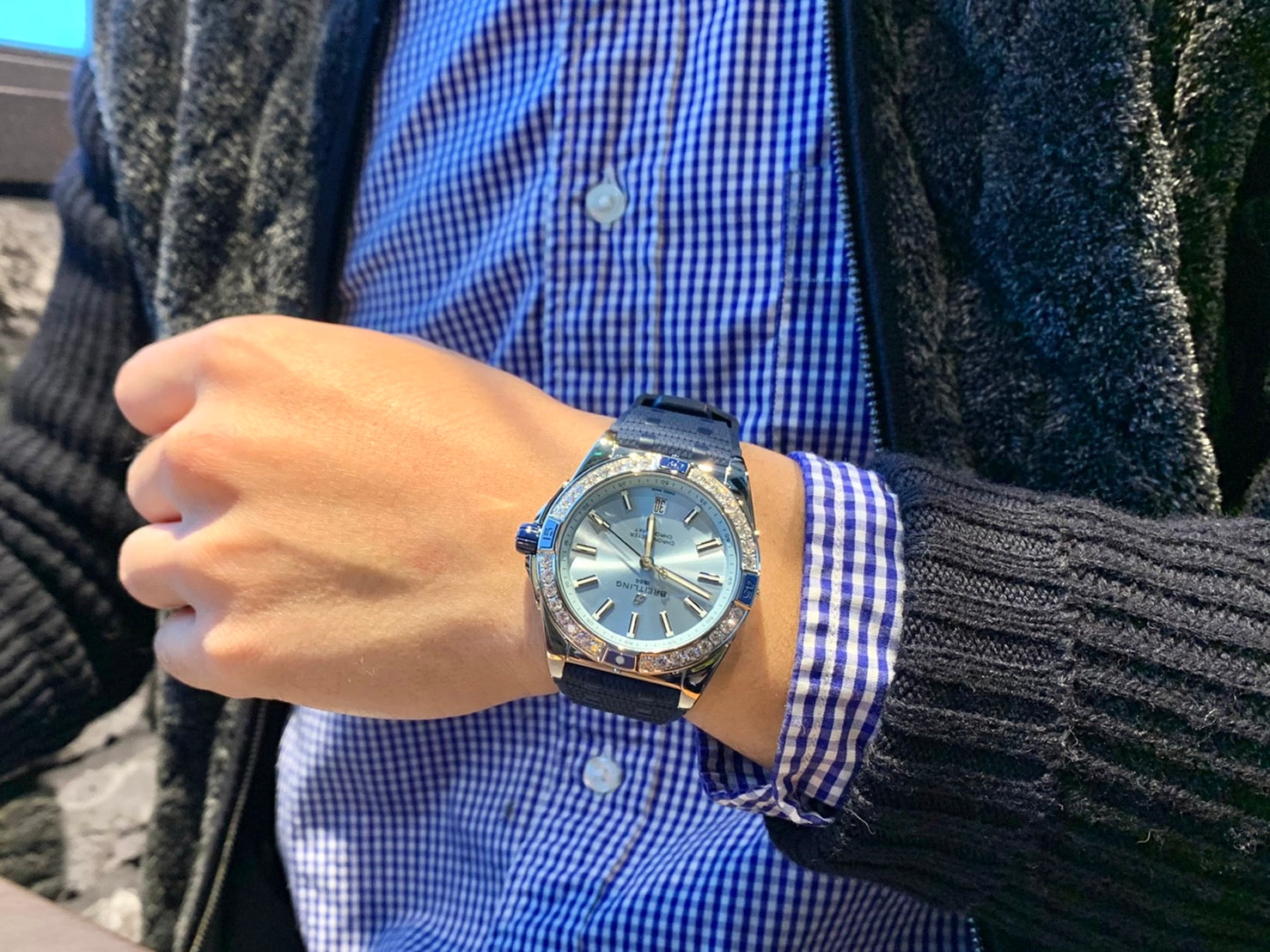  Shop Authentic Breitling Super Chronomat Automatic 38 Diamonds Blue Dial Blue Rubber Strap Watch for Women - A17356531C1S1 - Luxxuri