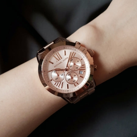  Shop Authentic Michael Kors Runway Chronograph Rose Gold Dial Rose Gold Steel Strap Watch For Women - MK5778 - Luxxuri
