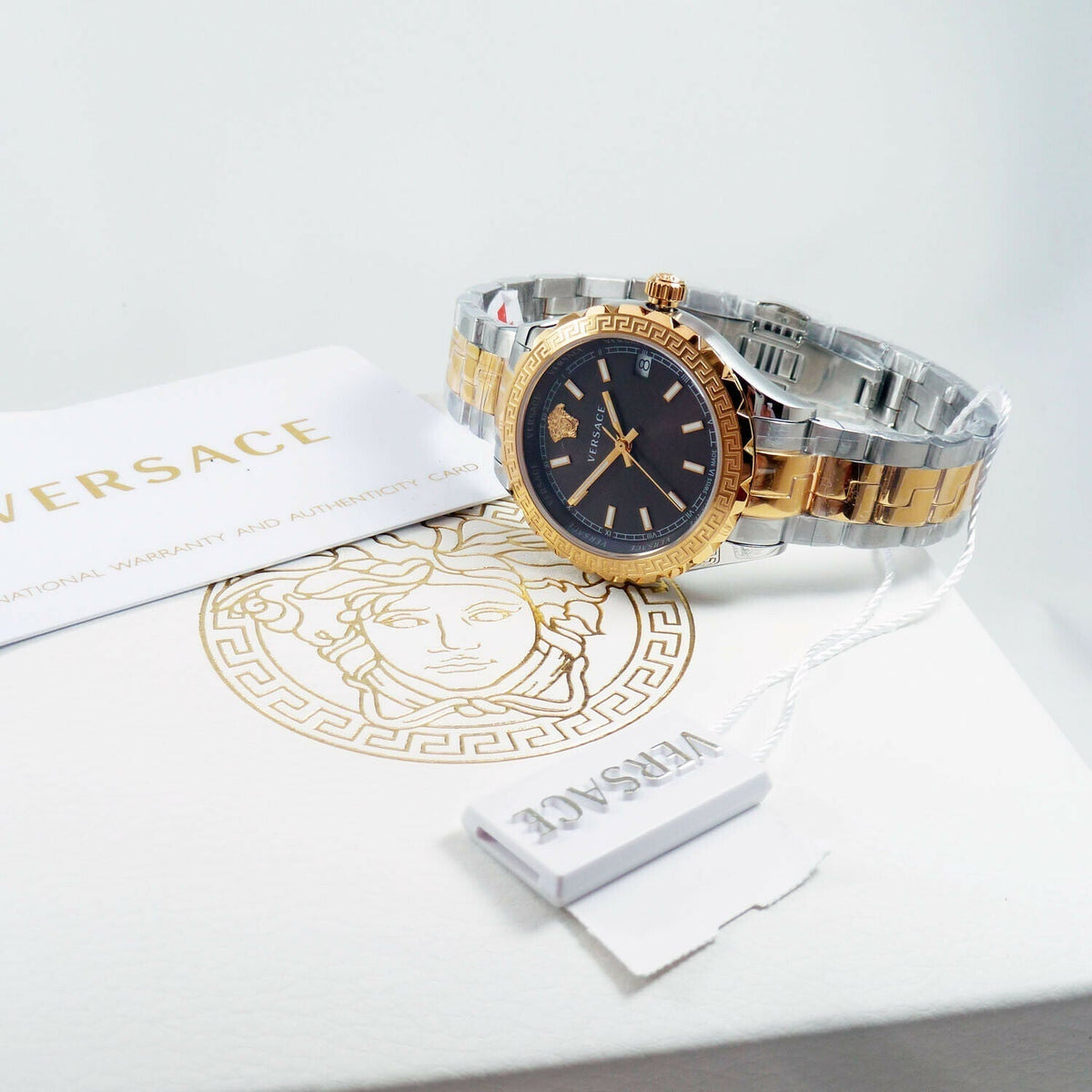  Shop Authentic Versace Hellenyium Brown Dial Two Tone Steel Strap Watch for Women - V12040015 - Luxxuri