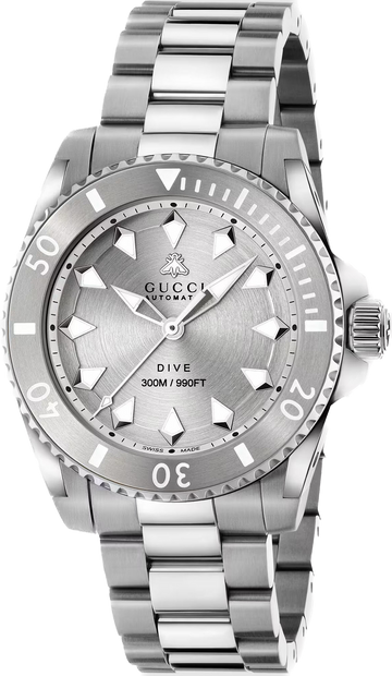  Shop Authentic Gucci Dive Automatic Silver Dial Silver Steel Strap Watch for Men - YA136354 - Luxxuri