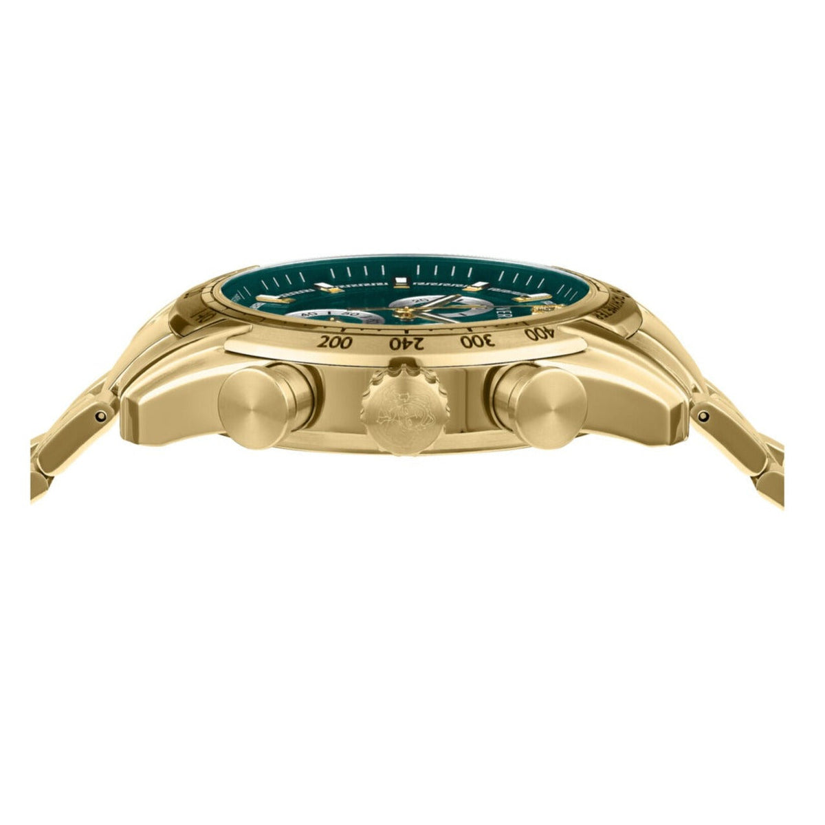  Shop Authentic Versace V-Ray Chronograph Quartz Green Dial Gold Steel Strap Watch For Men - VE2I00621 - Luxxuri