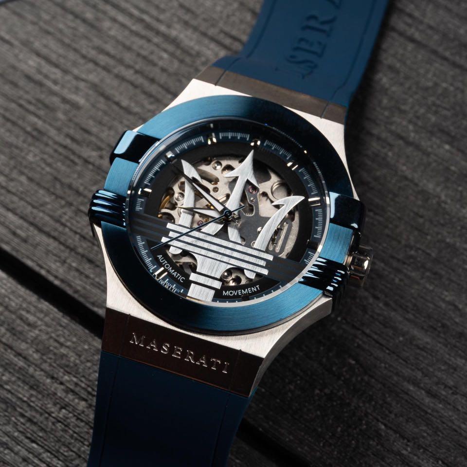  Shop Authentic Maserati Potenza Automatic Skeleton Dial Blue Rubber Strap Watch For Men - R8821108035 - Luxxuri