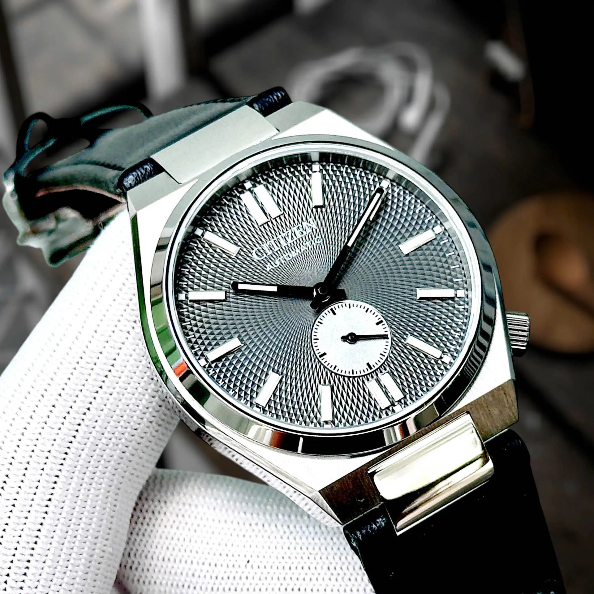  Shop Authentic Citizen Tsuyosa Automatic Grey Dial Black Leather Strap Watch for Men - NK5010-01H - Luxxuri