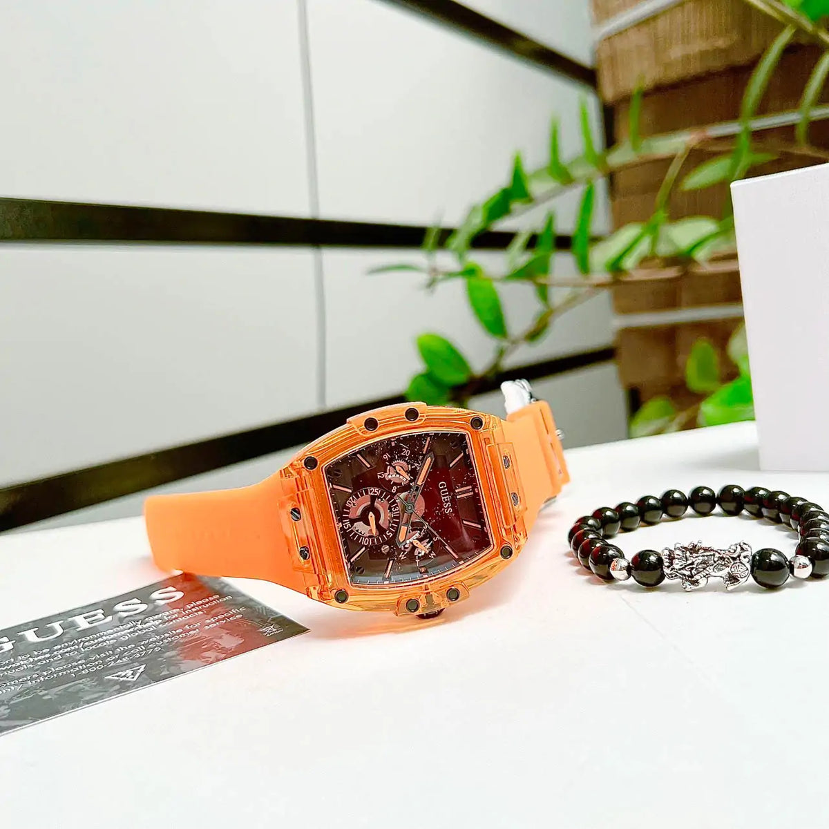  Shop Authentic Guess Phoenix Multifunction Black Dial Orange Rubber Strap Watch For Men - GW0203G10 - Luxxuri
