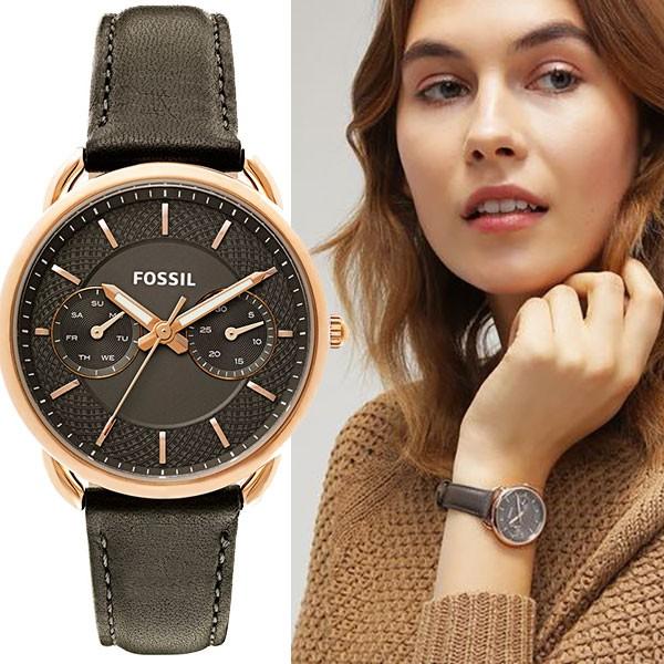  Shop Authentic Fossil Tailor Grey Dial Grey Leather Strap Watch for Women - ES3913 - Luxxuri
