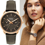  Shop Authentic Fossil Tailor Grey Dial Grey Leather Strap Watch for Women - ES3913 - Luxxuri