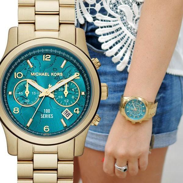  Shop Authentic Michael Kors Runway Hunger Stop100 Series Blue Dial Gold Steel Strap Watch for Women - MK5815 - Luxxuri