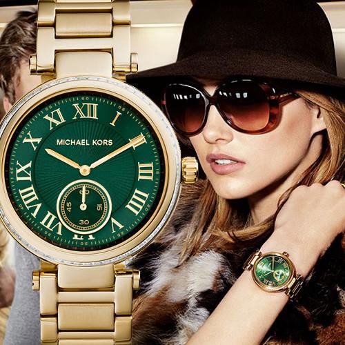  Shop Authentic Michael Kors Skylar Green Dial Gold Steel Strap Watch for Women - MK6065 - Luxxuri