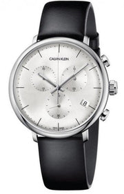  Shop Authentic Calvin Klein High Noon Chronograph White Dial Black Leather Strap Watch for Men - K8M271C6 - Luxxuri