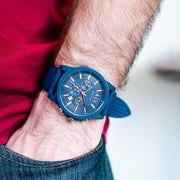  Shop Authentic Armani Exchange Outerbanks Chronograph Blue Dial Blue Silicone Strap Watch For Men - AX1327 - Luxxuri