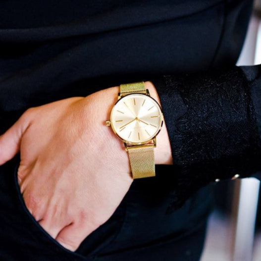 Shop Authentic Armani Exchange Lola Analog Gold Dial Gold Mesh Strap Watch For Women - AX5536 - Luxxuri