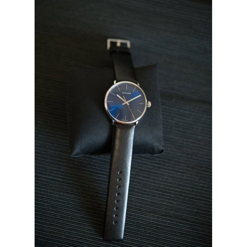  Shop Authentic Calvin Klein High Noon Quartz Blue Dial Black Leather Strap Watch for Men - K8M211CN - Luxxuri