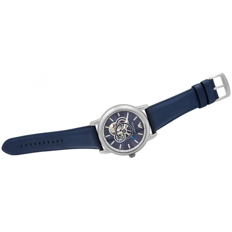  Shop Authentic Emporio Armani Luigi Chronograph Blue Dial Black Leather Strap Watch For Men - AR60011 - Luxxuri