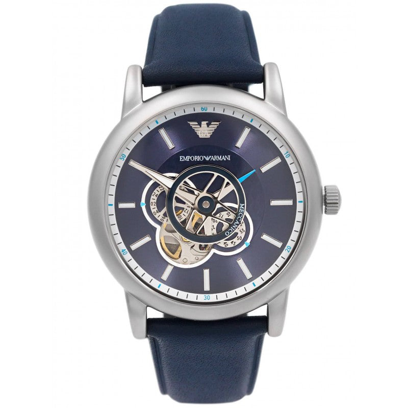  Shop Authentic Emporio Armani Luigi Chronograph Blue Dial Black Leather Strap Watch For Men - AR60011 - Luxxuri