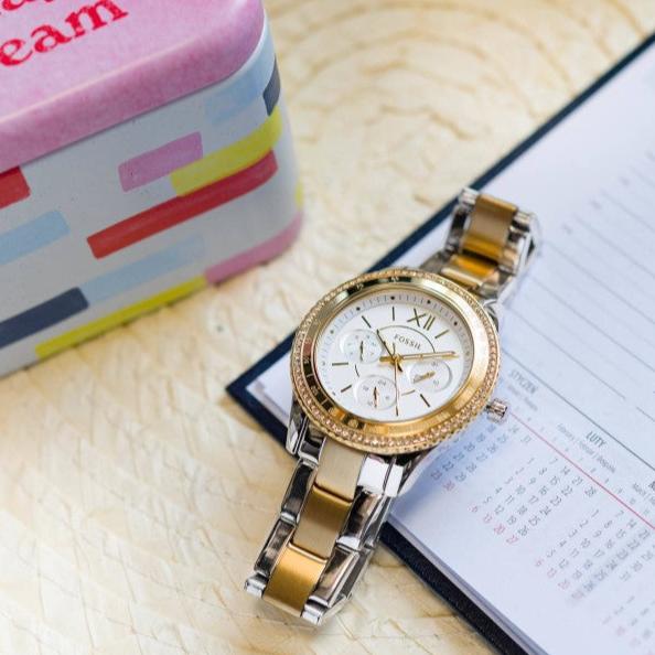  Shop Authentic Fossil Stella Sport Multifunction Silver Dial Two Tone Steel Strap Watch for Women - ES5107 - Luxxuri