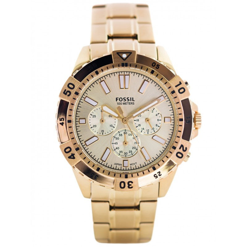  Shop Authentic Fossil Garrett Chronograph Gold Dial Gold Steel Strap Watch for Men - FS5772 - Luxxuri