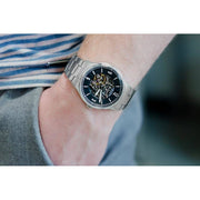  Shop Authentic Fossil Forrester Automatic Skeleton Black Dial Silver Steel Strap Watch for Men - ME3180 - Luxxuri