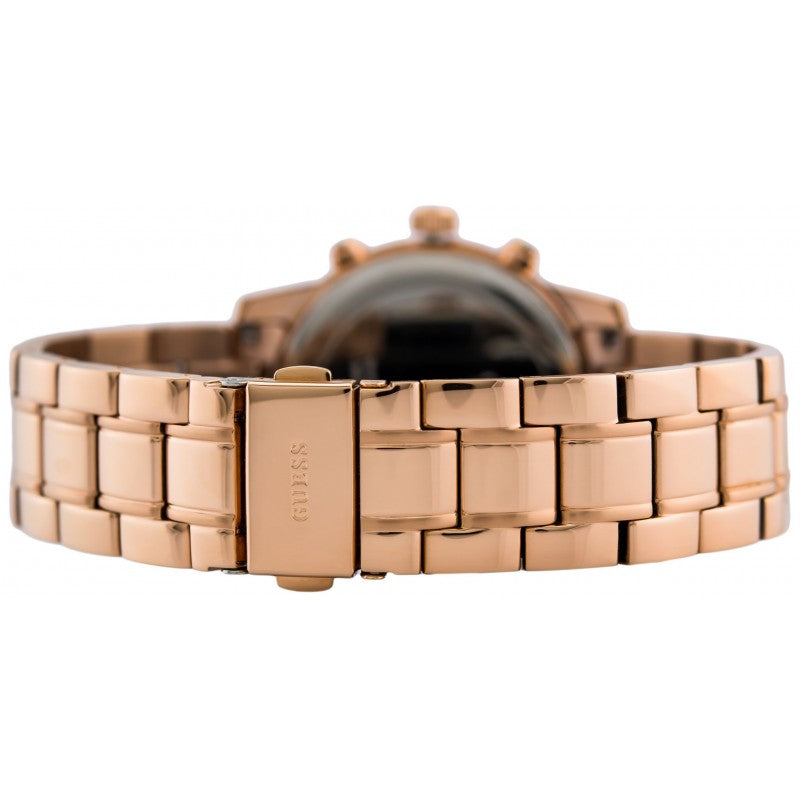  Shop Authentic Guess Mini Sunrise Chronograph Quartz Rose Gold Dial Rose Gold Steel Strap Watch For Women - W0448L3 - Luxxuri
