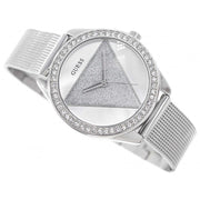  Shop Authentic Guess Tri Glitz Quartz Silver Dial Silver Mesh Bracelet Watch For Women - W1142L1 - Luxxuri