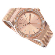  Shop Authentic Michael Kors Lennox Three Hand Rose Gold Dial Rose Gold Mesh Strap Watch For Women - MK7336 - Luxxuri