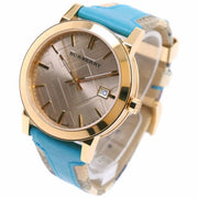  Shop Authentic Burberry Heritage Gold Dial Blue Leather Strap Watch for Women - BU9112 - Luxxuri