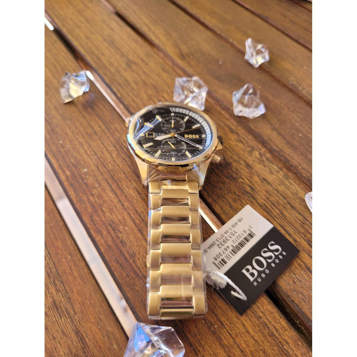  Shop Authentic Hugo Boss Globetrotter Chronograph Black Dial Gold Steel Strap Watch for Men - 1513932 - Luxxuri