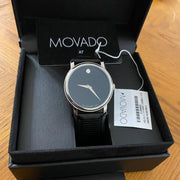  Shop Authentic Movado Museum Black Dial Black Leather Strap Watch For Men - 2100002 - Luxxuri