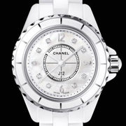  Shop Authentic Chanel J12 Diamonds Quartz Ceramic White Dial White Steel Strap Watch for Women - J12 H2422 - Luxxuri