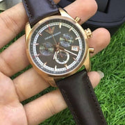  Shop Authentic Emporio Armani Chronograph Gray Dial Brown Leather Strap Watch For Men - AR6043 - Luxxuri