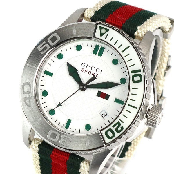  Shop Authentic Gucci G Timeless White Dial Two Tone Nylon Strap Watch For Men - YA126231 - Luxxuri