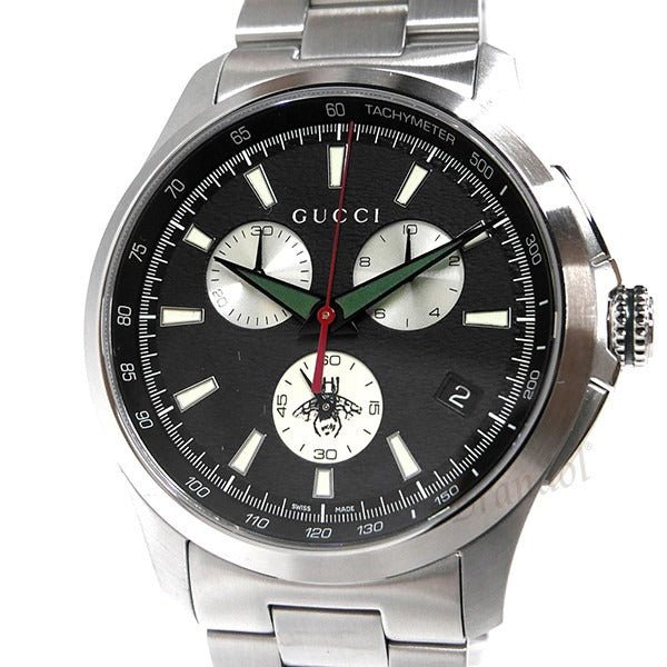  Shop Authentic Gucci G-Timeless Chronograph Black Dial Silver Steel Strap Watch For Men - YA126267 - Luxxuri
