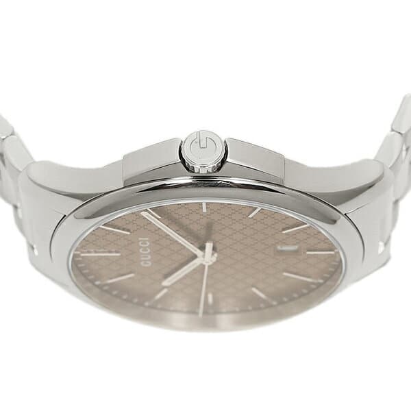  Shop Authentic Gucci G Timeless Quartz Brown Dial Silver Steel Strap Watch for Men - YA126317 - Luxxuri