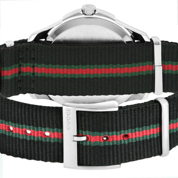  Shop Authentic Gucci G Timeless Analog Quartz Black Dial Black NATO Strap Watch For Men - YA126321 - Luxxuri