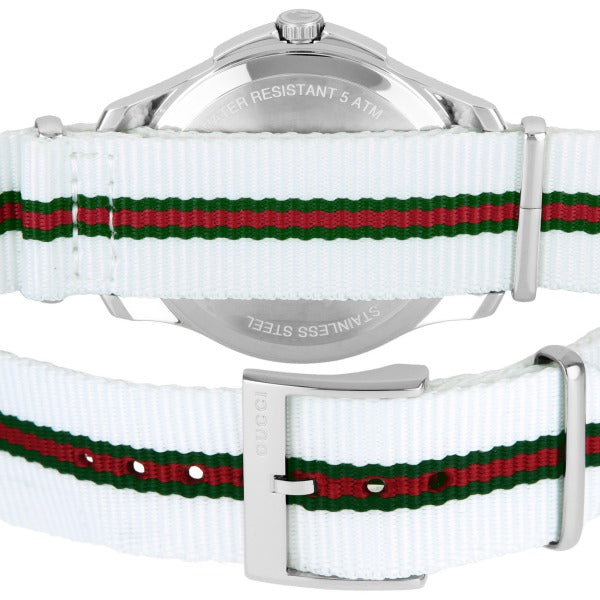  Shop Authentic Gucci G Timeless Quartz White DIal White NATO Strap Watch For Men - YA126322 - Luxxuri