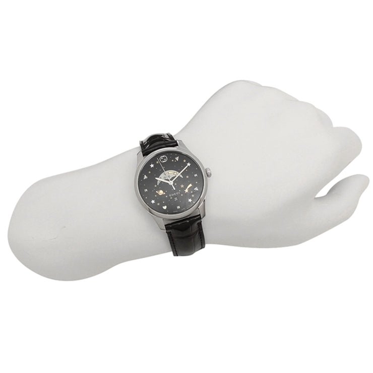  Shop Authentic Gucci G-Timeless Moonphase Black Dial Black Leather Strap Watch For Men - YA126327 - Luxxuri