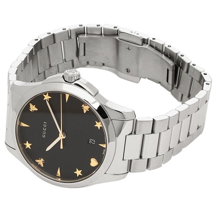  Shop Authentic Gucci G Timeless Black Dial Silver Steel Strap Watch For Women - YA1264029 - Luxxuri