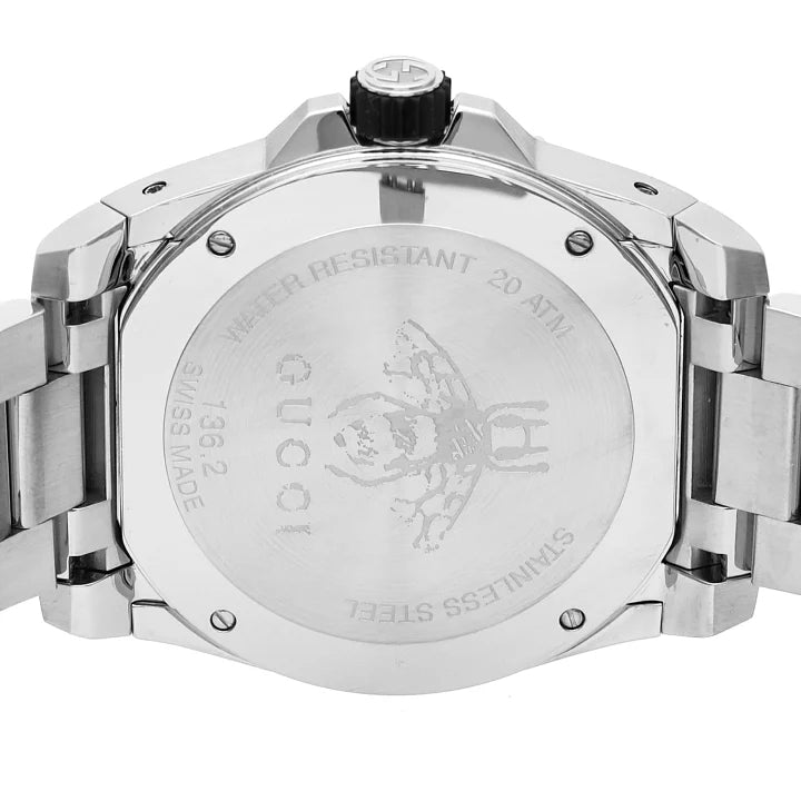  Shop Authentic Gucci Dive Quartz Black Dial Silver Steel Strap Watch For Men - YA136221 - Luxxuri