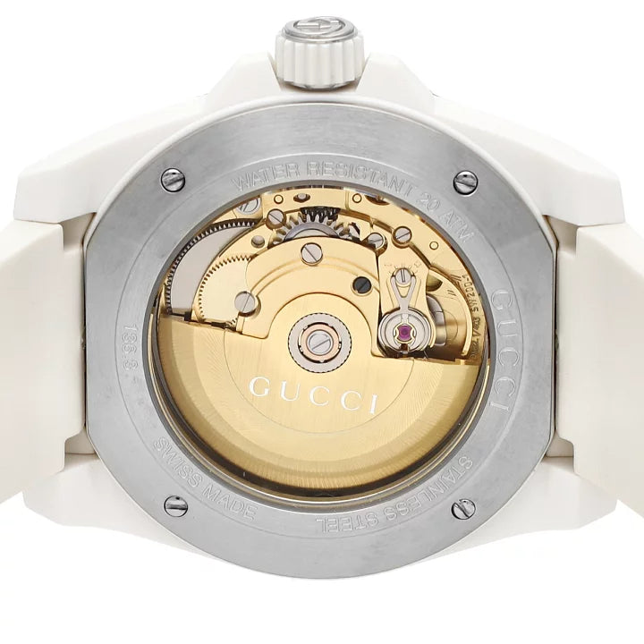  Shop Authentic Gucci Dive Automatic White Dial White Rubber Strap Unisex Watch - YA136342 - Luxxuri