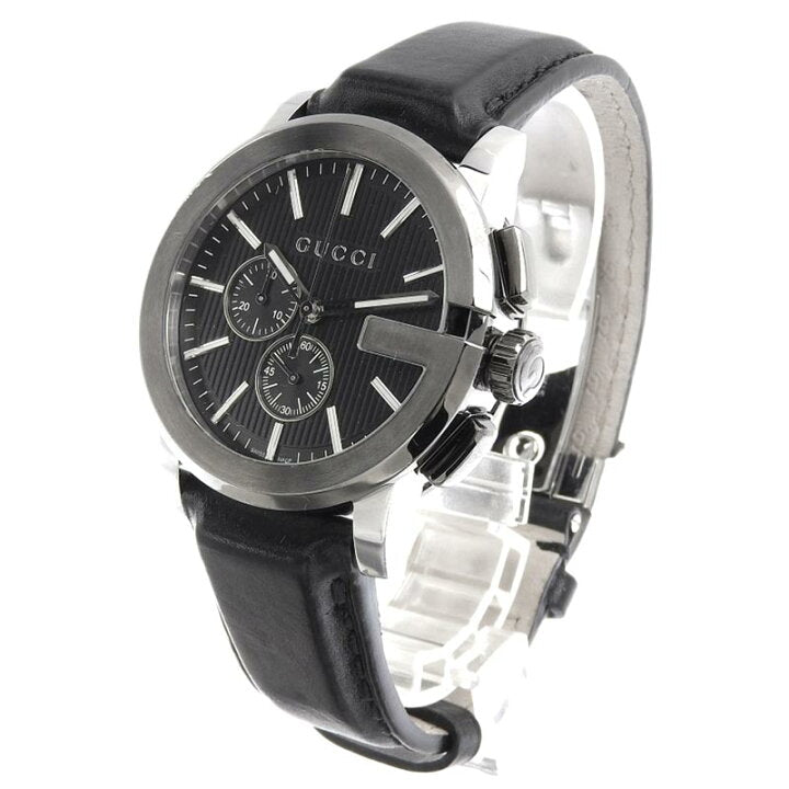  Shop Authentic Gucci G Chrono Black Dial Black Leather Strap Watch For Men - YA101205 - Luxxuri