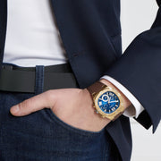  Shop Authentic Guess Headline Chronograph Blue Dial Brown Silicone Strap Watch For Men - GW0571G5 - Luxxuri