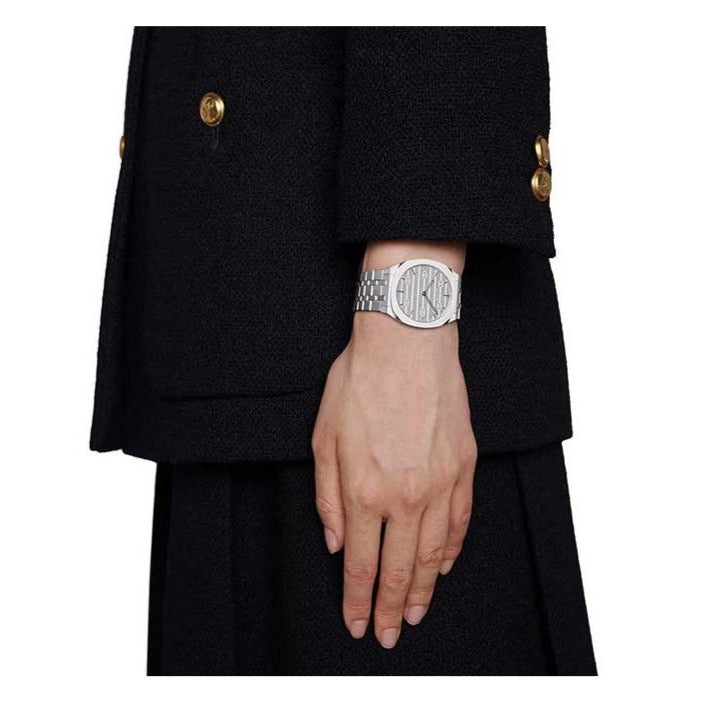  Shop Authentic Gucci 25H Quartz Silver Dial Silver Steel Strap Watch For Women - YA163402 - Luxxuri