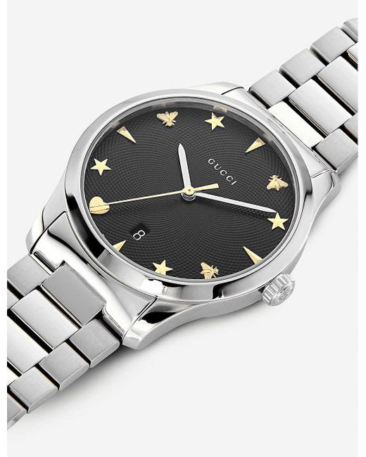  Shop Authentic Gucci G Timeless Black Dial Silver Steel Strap Watch For Women - YA1264029 - Luxxuri