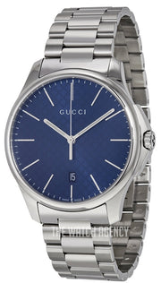  Shop Authentic Gucci G Timeless Blue Dial Silver Steel Strap Watch For Men - YA126316 - Luxxuri