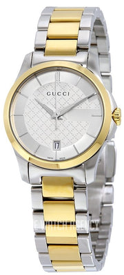 Shop Authentic Gucci G Timeless Quartz Silver Dial Two Tone Steel Strap Watch For Women - YA126531 - Luxxuri