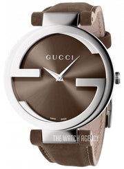  Shop Authentic Gucci Interlocking G Brown Dial Brown Leather Strap Watch For Men - YA133319 - Luxxuri