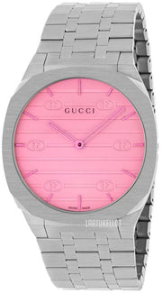  Shop Authentic Gucci 25H Quartz Pink Dial Silver Steel Strap Watch for Women - YA163410 - Luxxuri